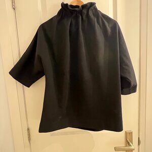 COS black draped short-sleeve top